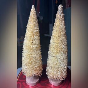 2 Glitter Bottle Brush 12” Tree Christmas Decorations EPC